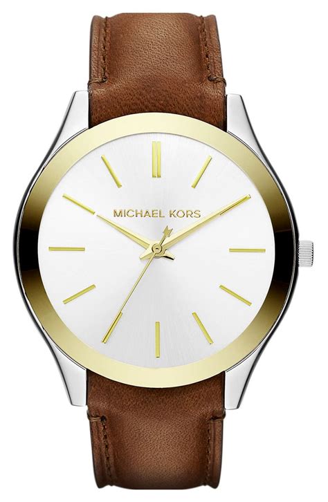 michael kors slim runway leather watch|michael kors runway chronograph watch.